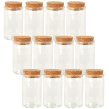 (50ml Round, 12) 6/12 Glass Food Storage Jars Containers Cork Lids