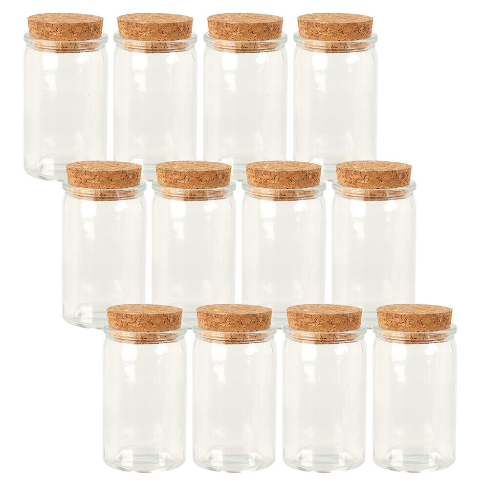 (50ml Round, 12) 6/12 Glass Food Storage Jars Containers Cork Lids