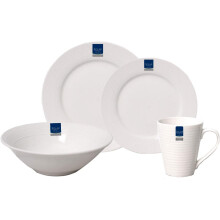 16 Pcs Ceramic Solar White Serving Dinner Set Tableware Salad Plates Bowls Cups
