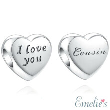 Cousin Heart Charm for Pandora Bracelet. Cousin I Love You Gift
