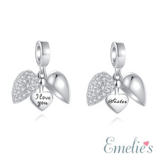 I Love You Sister Charm for Pandora Bracelet or Necklace. Locket Charm