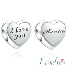 Auntie I Love You Charm for Pandora Bracelet. S925 Sterling Silver