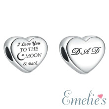 Dad I Love you to the Moon and Back Charm for Pandora Bracelet. S925 Sterling Silver