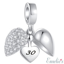 30th Birthday Charm Pendant for Pandora Bracelet. 925 Sterling Silver