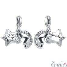 Grandma I Love you to the Moon and Back Charm for Pandora Bracelet. S925 Sterling Silver