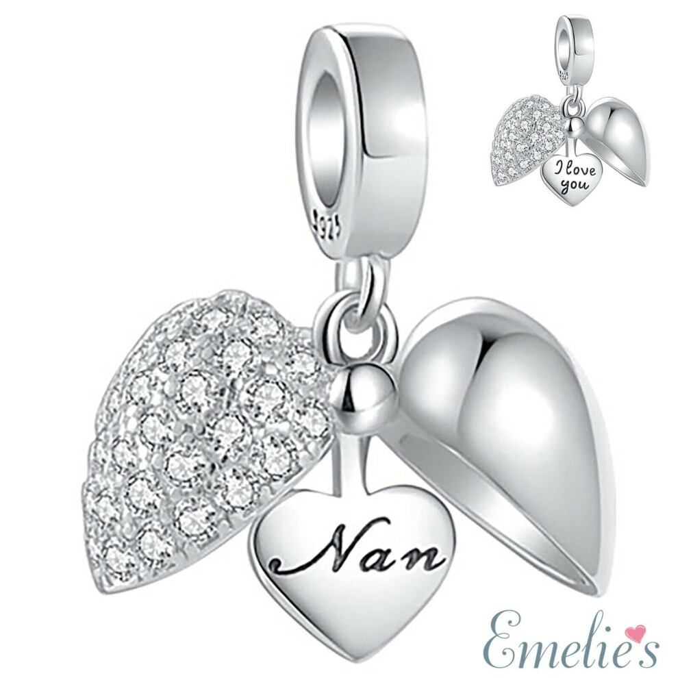 I Love You Nan Charm for Pandora Bracelet or Necklace. Locket Charm
