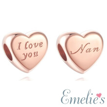 Nan I Love You Charm for Pandora Bracelet. Rose Gold Sterling Silver