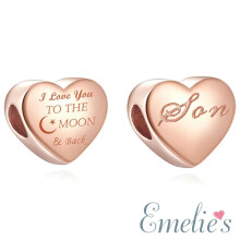 Son I Love you to the Moon and Back Charm for Pandora Bracelet. Rose Gold Son Gift