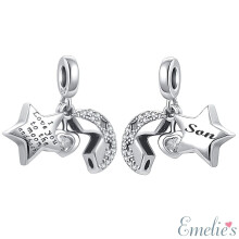 Son I Love you to the Moon and Back Charm for Pandora Bracelet. S925 Sterling Silver