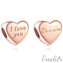 Cousin Charm for Pandora Bracelet. Rose Gold I Love You Cousin Gift