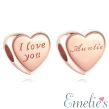 Auntie Charm for Pandora Bracelet. Sterling Silver I Love You Auntie Gift