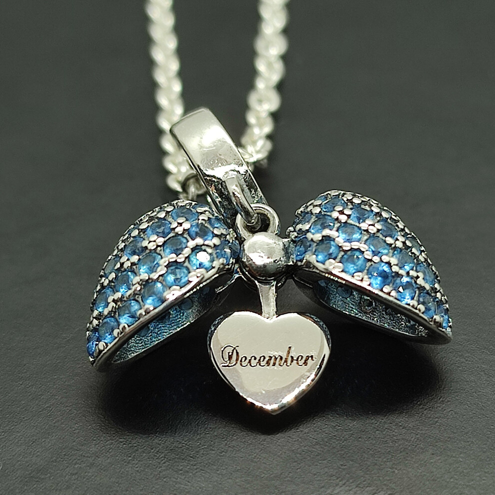 December Birthstone Necklace and Pendant. Birthstone Pendant also fits Pandora Bracelet
