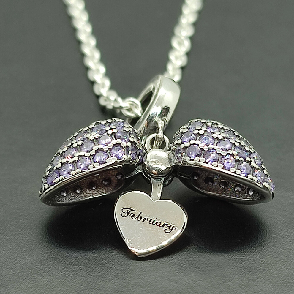 February Birthstone Necklace and Pendant. Birthstone Pendant also fits Pandora Bracelet