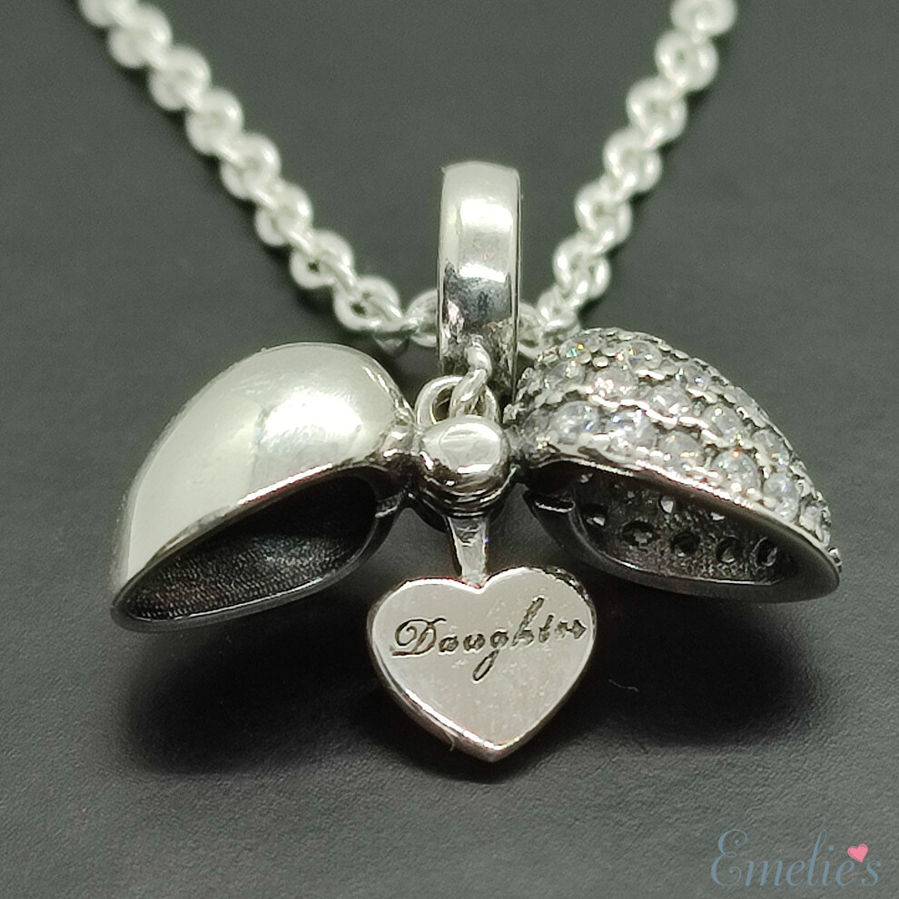 Daughter I Love You Heart Necklace. Pendant also fits Pandora Bracelet.