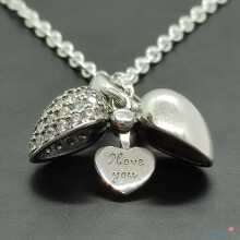 Copy of I Love You Heart Necklace. Pendant also fits Pandora Bracelet.