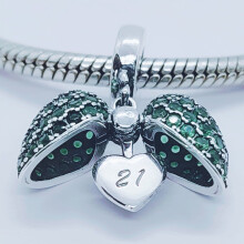 (Green) 21st Birthday Charm Pendant for Pandora Bracelet or Necklace. 21 Age Charm