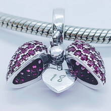 (Pink) 18th Birthday Charm Pendant for Pandora Bracelet or Necklace.  18 Age Charm