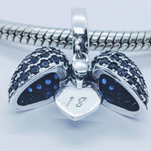 (Blue) 18th Birthday Charm Pendant for Pandora Bracelet or Necklace.  18 Age Charm