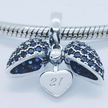 (Blue) 21st Birthday Charm Pendant for Pandora Bracelet or Necklace. 21 Age Charm