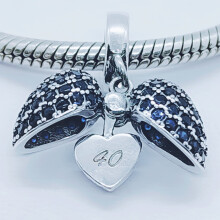 (Blue) 40th Birthday Charm Pendant for Pandora Bracelet or Necklace. 40 Age Charm