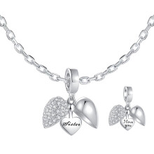 Sister I Love You Heart Necklace. Pendant also fits Pandora Bracelet.