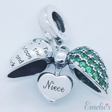 (Green) Niece I Love You To The Moon and Back Heart Pendant and Necklace. Pendant also fits Pandora Bracelet. Available in 4 colours
