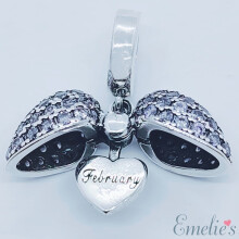 (February) Birthstone Charm for Pandora Bracelet. Birthday Charm for Bracelet or Necklace