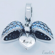 (March) Birthstone Charm for Pandora Bracelet. Birthday Charm for Bracelet or Necklace