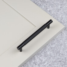 (128mm Handle ) Matt Black Diamond Knurled Solid Brass Bar Handles