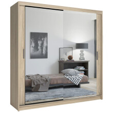 (Oak, 203cm) Chicago Double Mirror Sliding Door Wardrobe