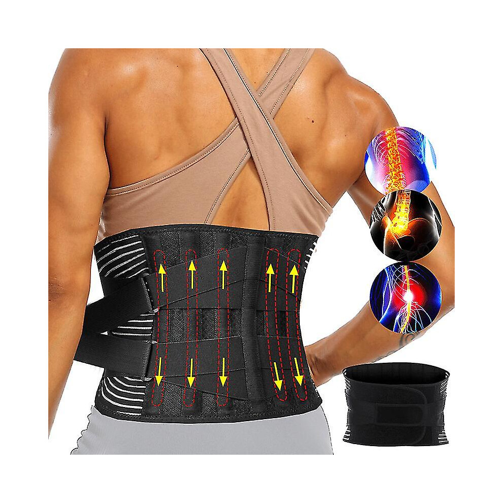 (L) Adjustable Back Lumbar Support Belt With 6 Bone Waist Orthopedic Corset Men Spine Decompression Waist Trainer Back Pain Relief