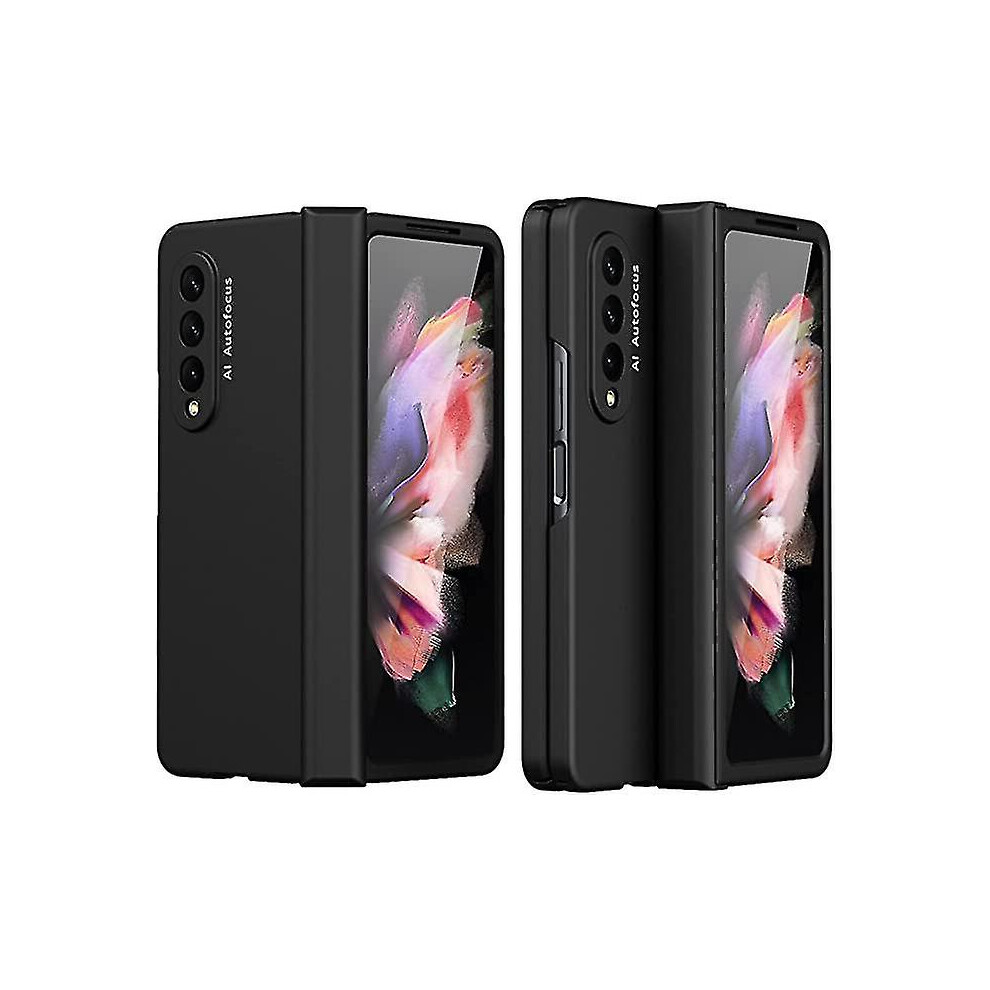Galaxy Z Fold 3 Case, Hinge Heavy Duty Protection Hard Pc Cover With Screen Protector, Full Protection (black)