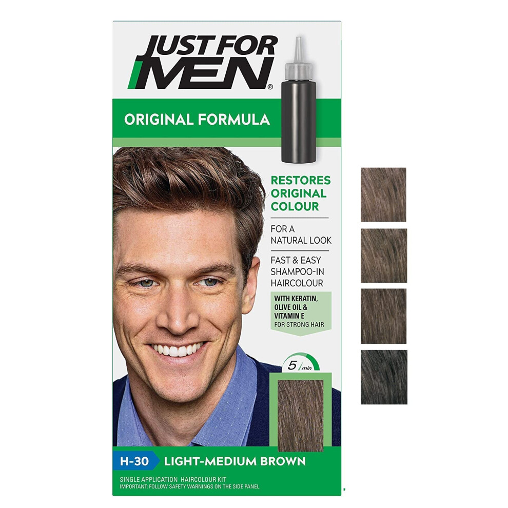 Original Formula Light-Medium Brown Hair Dye, Targets Only The Grey Hairs, Restoring The Original Colour For a Natural Look â H30