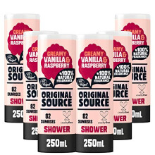 Vanilla & Raspberry Shower Gel, 100 Percent Natural Fragrance, Vegan, Cruelty Free, Paraben Free, Bulk Buy, Pack of 6 x 250 ml