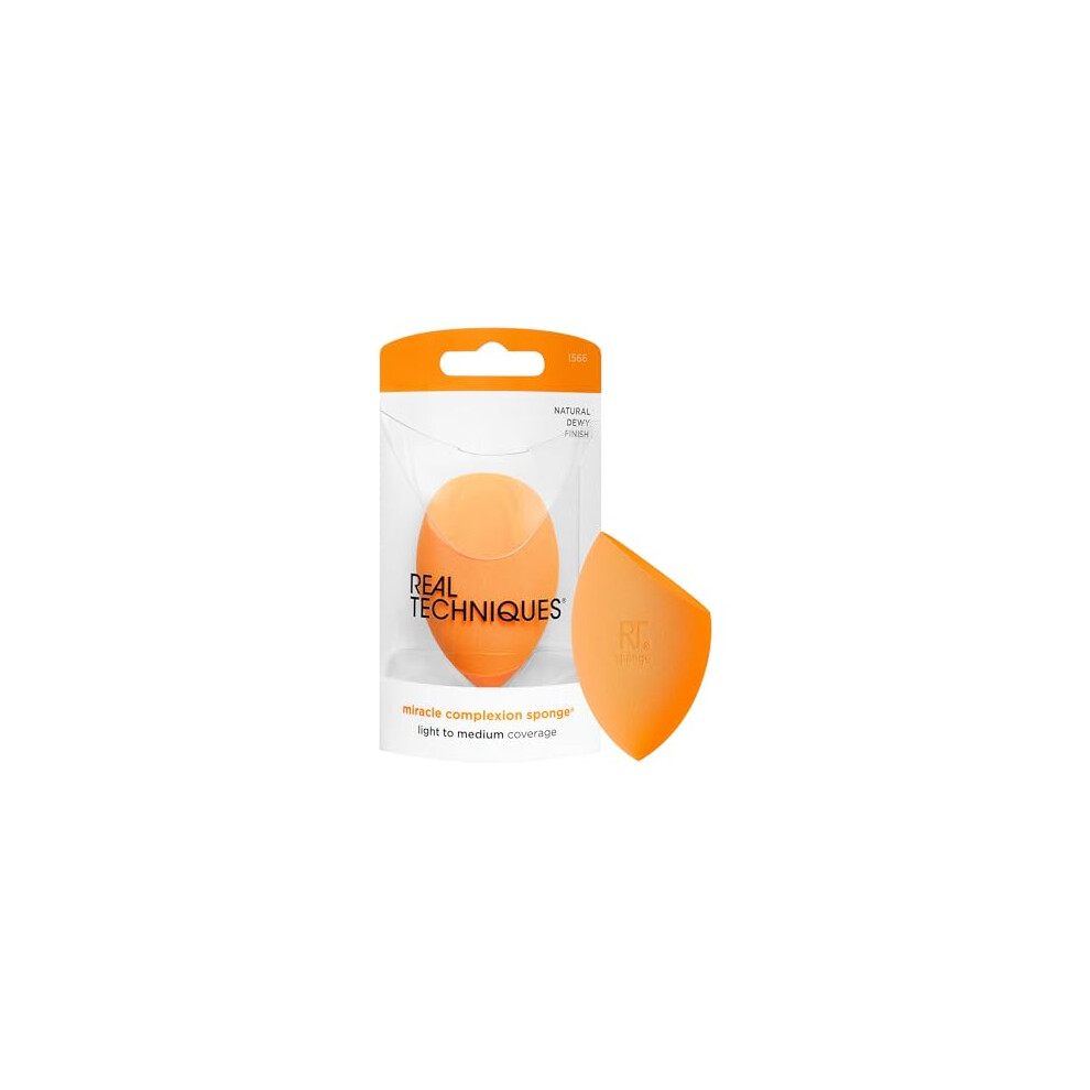 Miracle Complexion Sponge, Makeup Blending Sponge, For Liquid and Cream Foundation, Offers Light To Medium Coverage, Natural, Dewy Makeup, Orange