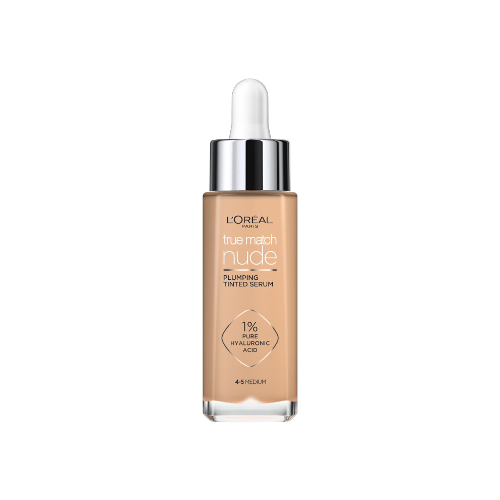 L'Oreal Paris True Match Tinted Serum Foundation, 1% Hyaluronic Acid, Hydrating Formula, Replumps Skin in 1 Hour for a Natural Glowing Finish, 30 ml,