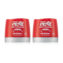 2x Brylcreem ORIGINAL LIGHT GLOSSY HOLD Haarstylingcrème RODE TUB 150ml door Brylcreem