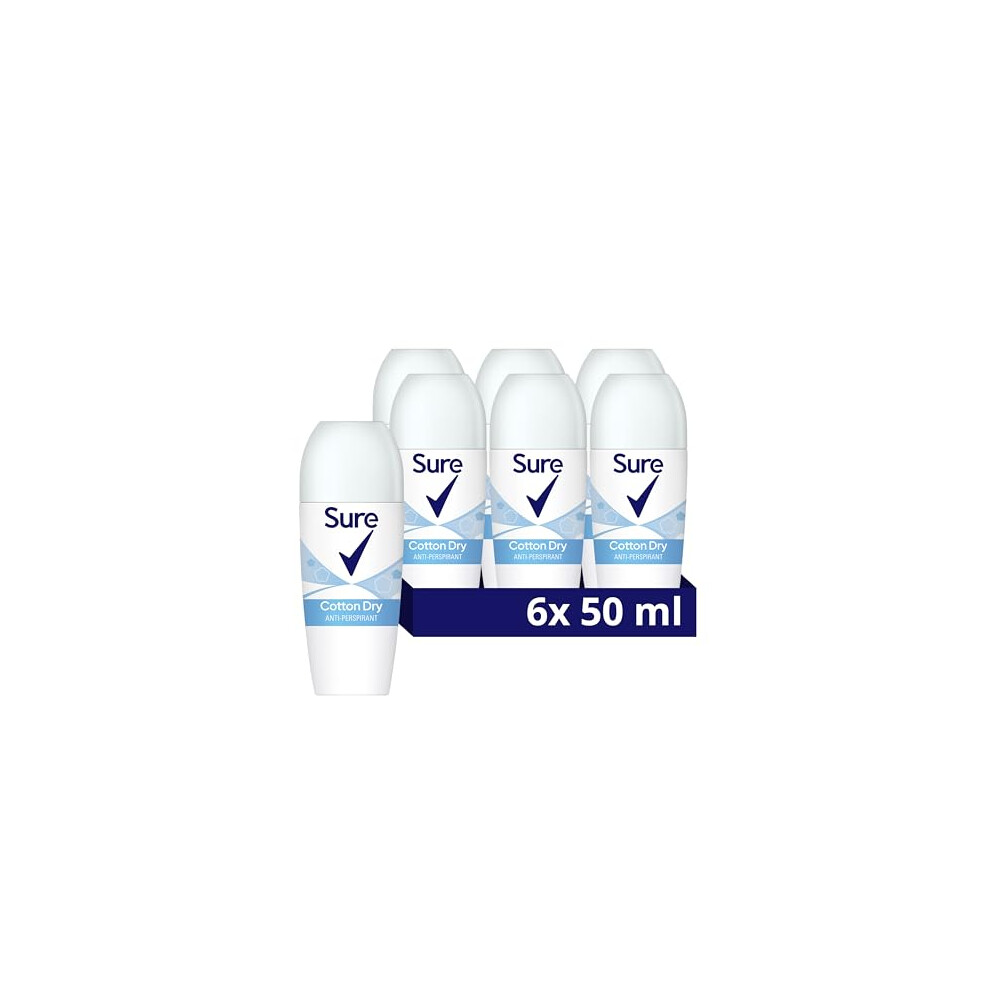 Sure Cotton Dry Anti-Perspirant Deodorant Roll On 48-Hour Protection Deodorant For Women 6X 50 Ml