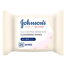 Johnson's Makeup Be Gone Extra-Sensitive Wipes, Pack of 25 (Packing May Vary)