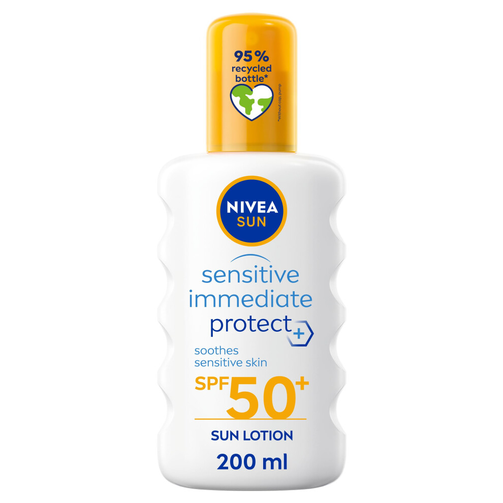 Nivea Sun Protect And Sensitive Sun Spray (200 Ml), Sunscreen With Spf50, Suncream For Sensitive Skin With Aloe Vera, Immediately Protects Against Sun