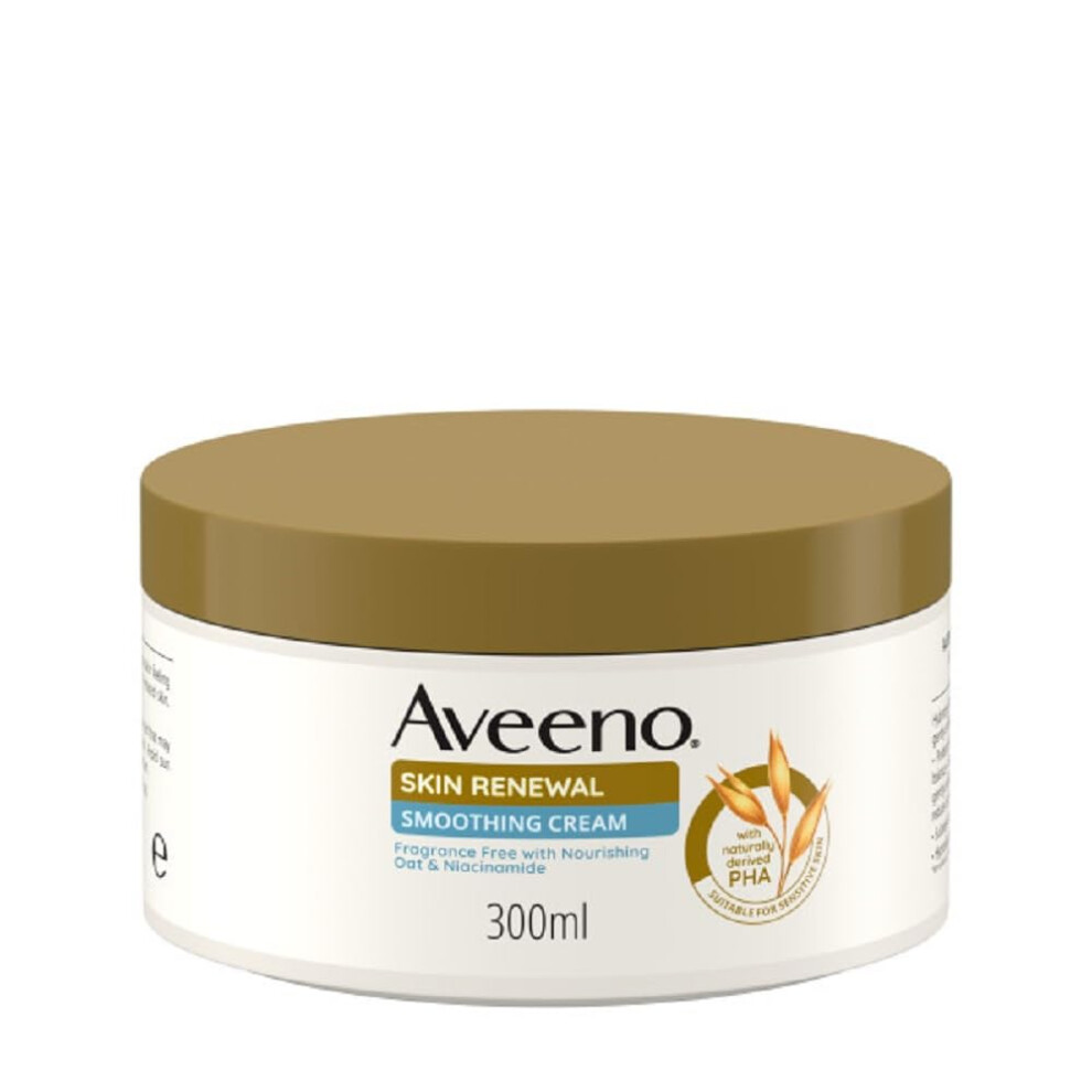 Aveeno Skin Renewal Smoothing 24-Hour Hydration, Smooths Rough, Dry And Bumpy Skin, With Prebiotic Oat, Naturally Derived Pha & Niacinamide, Fragrance Cream