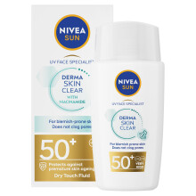 Derma Skin Clear SPF50+ (40ml), Face Sunscreen with Anti-Blemish Complex and Niacinamide, Protects Against UVA/UVB Rays and Premature Skin Ageing
