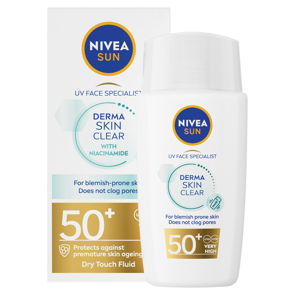Nivea Derma Skin Clear Spf50+ (40Ml), Face Sunscreen With Anti-Blemish Complex And Niacinamide, Protects Against Uva/Uvb Rays And Premature Skin Ageing