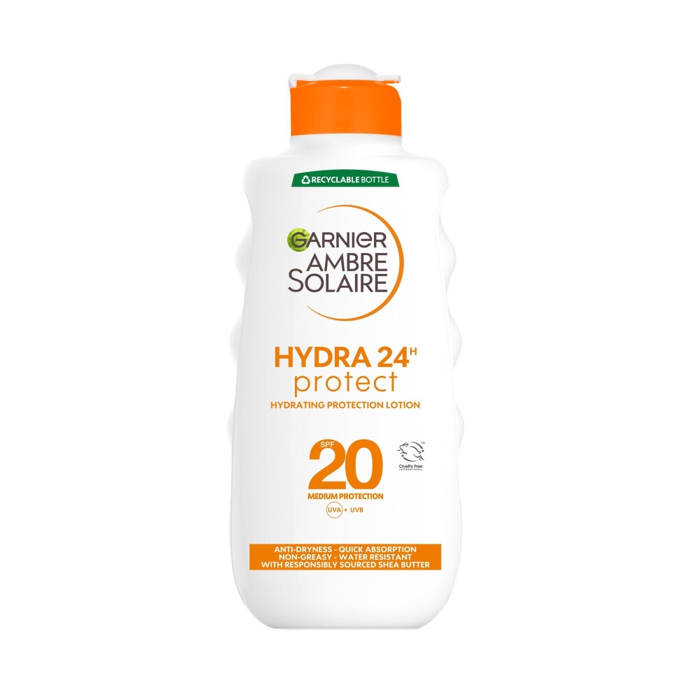 Garnier Ambre Solaire Ultra-Hydrating Shea Butter Sun Protection Cream SPF20, Hydrating Medium Sun Protection Lotion SPF20 200 ml