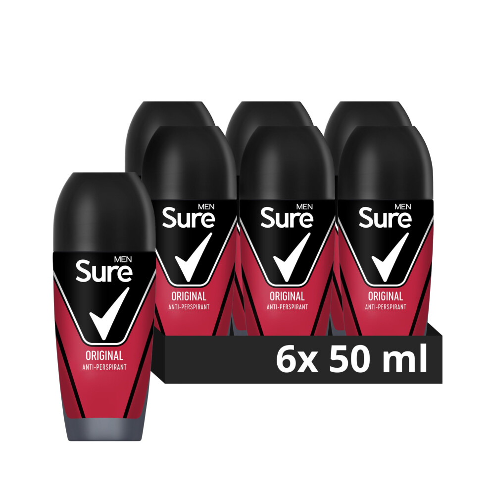 Original Antiperspirant Roll On deodorant for men with MotionSense technology for 48-hour sweat and odour protection 6x 50 ml