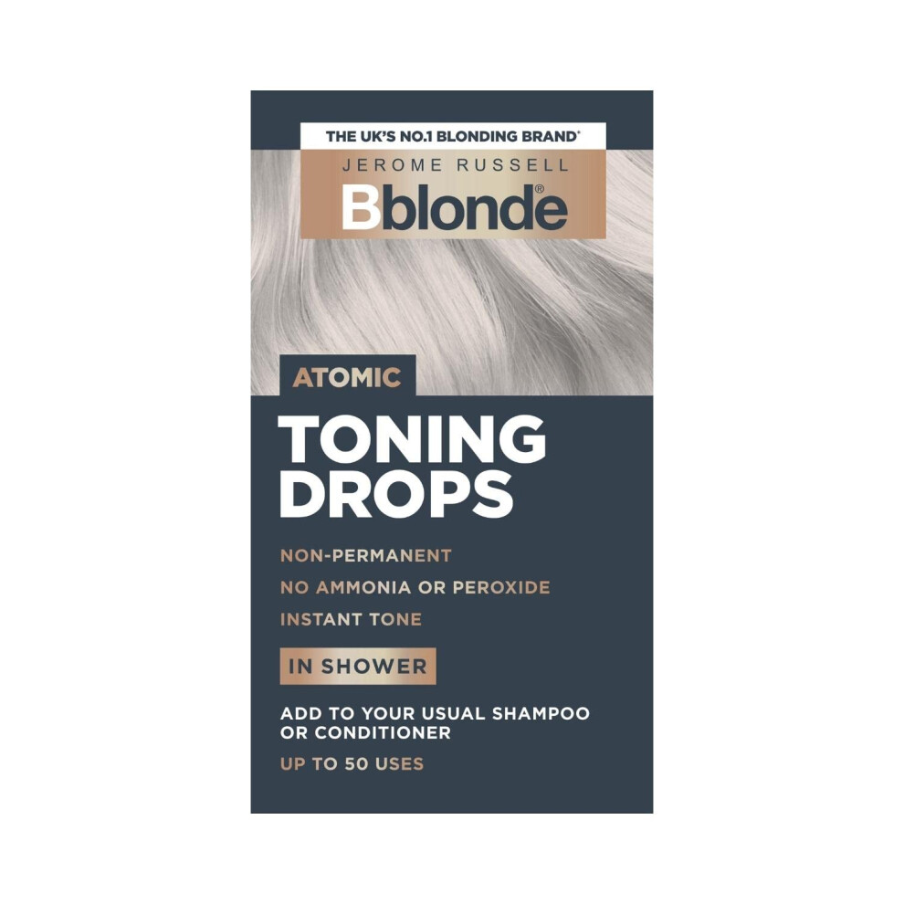 Jerome Russell Bblonde Atomic Toning Drops - Non-Permanent Atomic Hair Toner, Refresh & Maintain Blonde Hair Dye, Add Drops In Shower With Shampoo Or Conditioner, 50