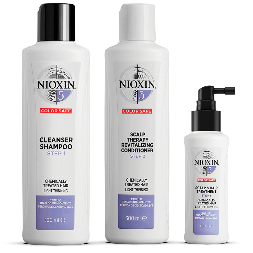 3-Part System, System 5 Chemically Treated Hair with Light Thinning, Hair Thickening Treatmen