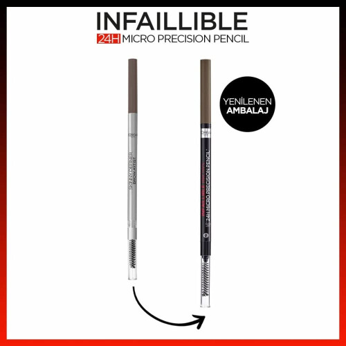 L’Oréal Paris Infallible Brows 24H Micro Precision Pencil, Precisely Defines Brows- 1.0 Ebony 2