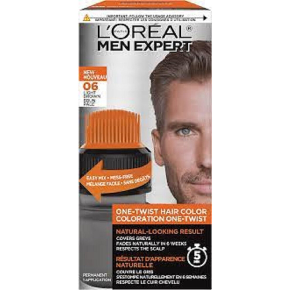 L'Oreal Paris Men Expert One Twist Hair Colour, Black Hair Dye For Men. Mens Hair Dye For Men Dying Hair To Cover Grey Hair, Gives Quick Natural