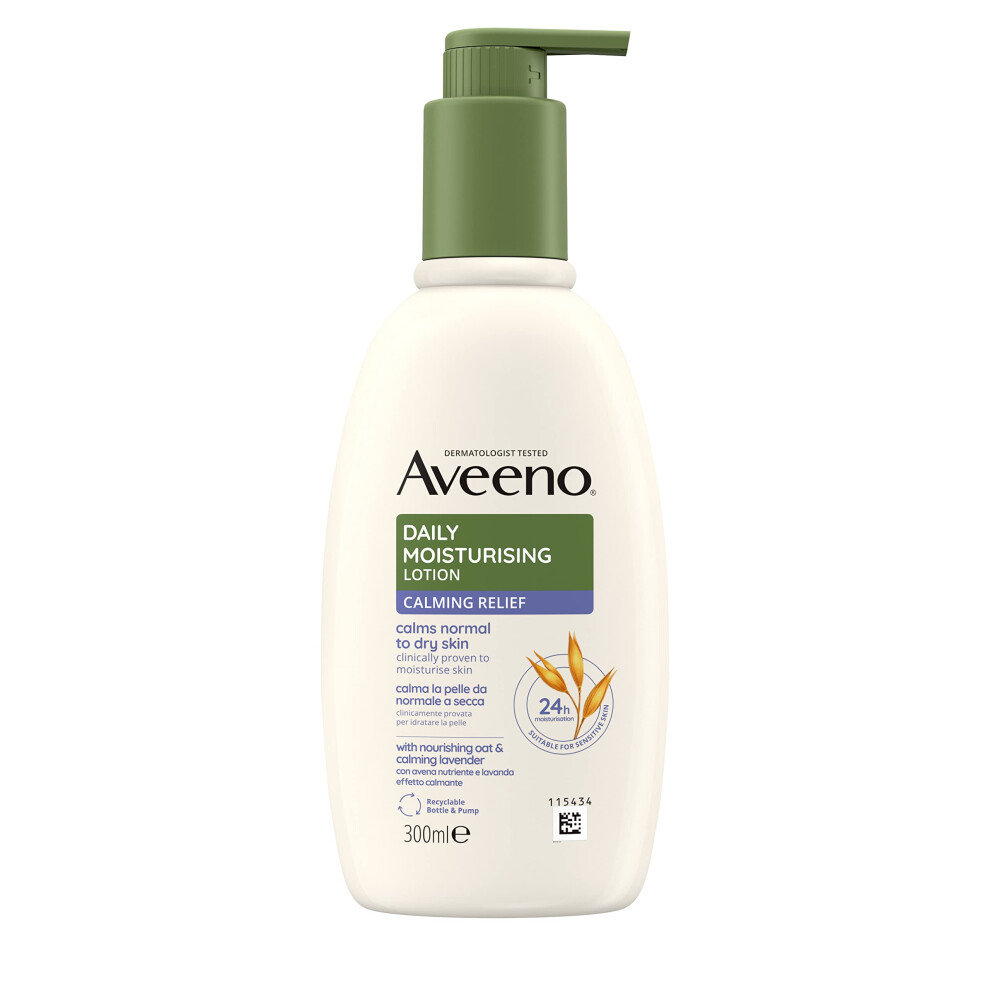Daily Moisturising Lotion Calming Relief, With Nourishing Oat & Calming Lavender Scent, 24 Hour Moisturisation, Calms Normal To Dry Skin, Fast